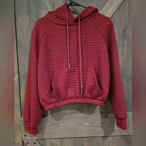 SHEIN Cropped Quilted Brandy Wine Hoodie Size Medium